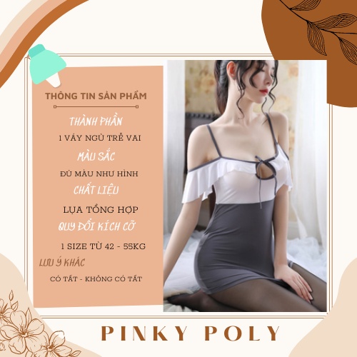 Set Cosplay Cô Thư Kí Trễ Vai - Set váy ngủ cosplay anime PinkyPoly - Hai Màu Đen Xám CP05 | BigBuy360 - bigbuy360.vn