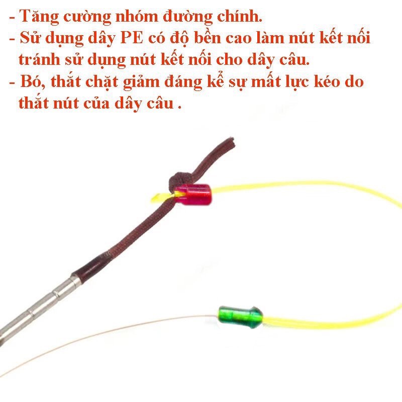 Sét 5 Dây PE Nối Đầu Cần Câu Đơn, Câu Đài Chống Nổ Trục Cao Cấp