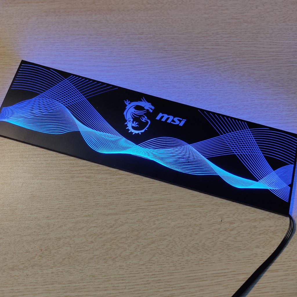 Tấm che nguồn PC Led RGB 5v ARGB logo MSI, đồng bộ màu Hub Coolmoon, hình sóng vô cực