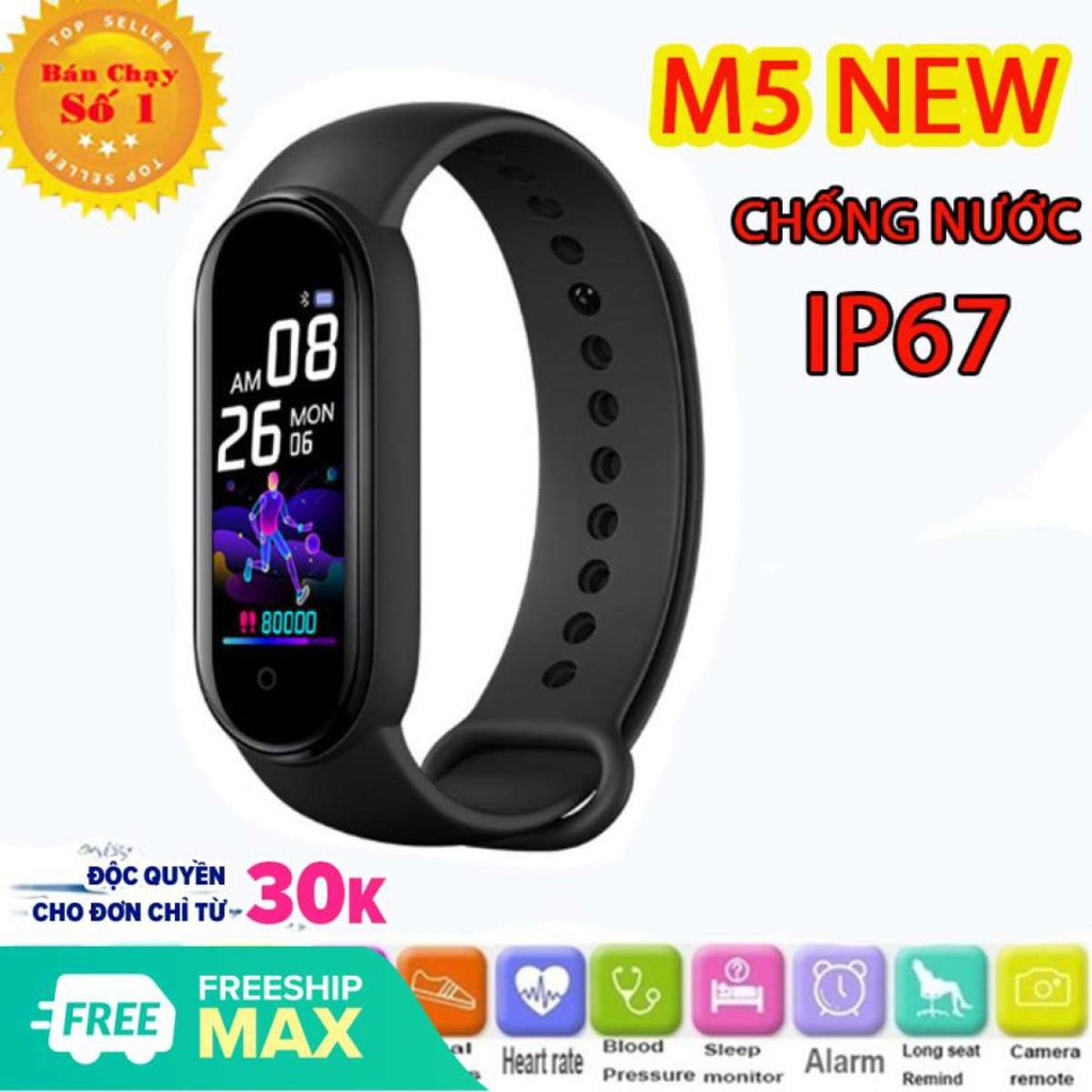 Vòng đeo tay thông minh M5, đo nhịp tim, đo huyết áp, kết nối bluetooth với điện thoại, hot nhất hiện nay