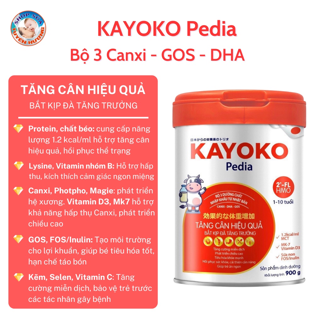 Sữa Nhật Kayoko Baby, Pedia, Grow IQ 900G - Tinh Hoa Dưỡng Chất Nhật Bản