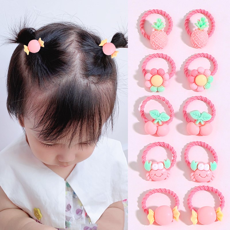 Set 10 Dây Buộc Tóc Cao Su Cỡ Nhỏ Không Làm Tổn Thương Tóc Cho Bé Gái