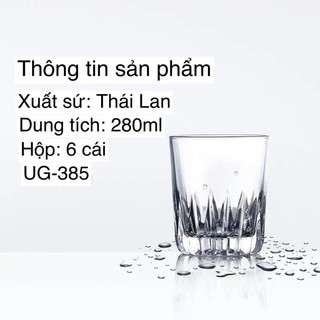 Bộ 6 Cốc Thủy Tinh Thái Lan UG385 ( Cốc Khía Đáy)