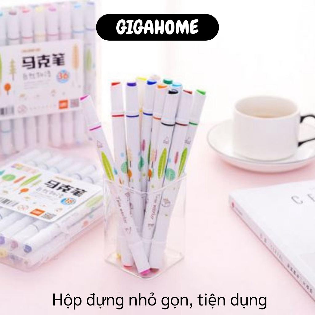 Bút Màu Nước GIGAHOME Bộ 24 Bút Lông 2 Đầu, Tô Màu Vẽ Tranh Nhiều Màu Cho Bé Vẽ, Highlight 6351