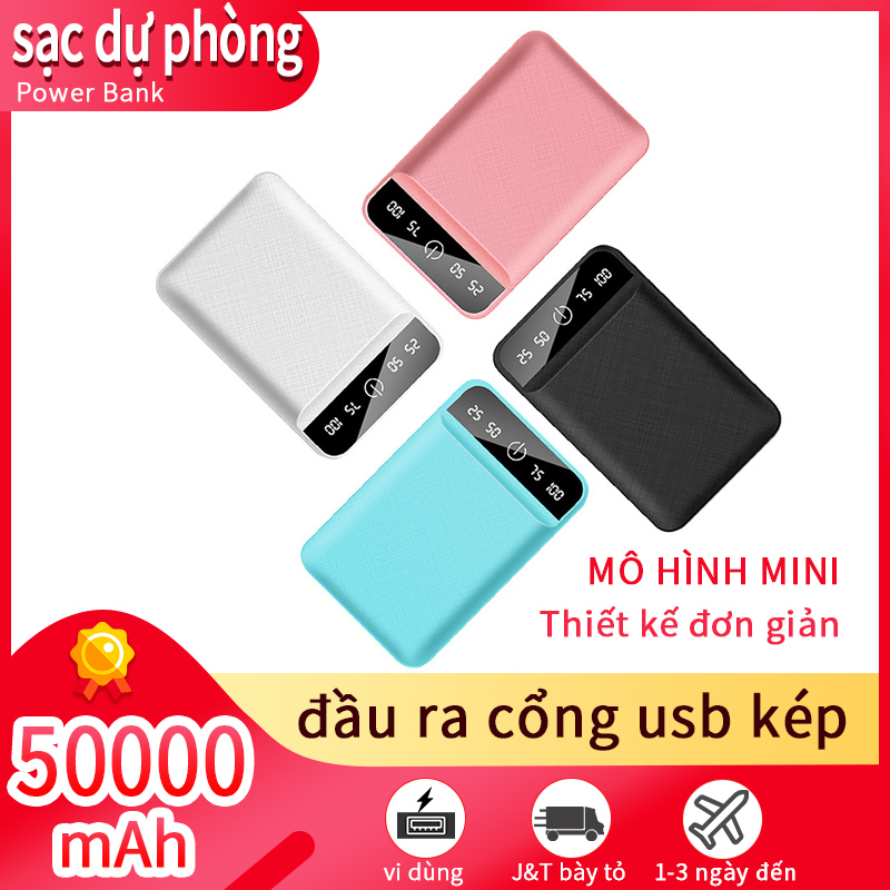 Pin Sạc dự phòng mini 50000 mAh thiết kế dễ thương nhỏ nhắn dễ dàng mang theo tiện dụng 2 cổng USB