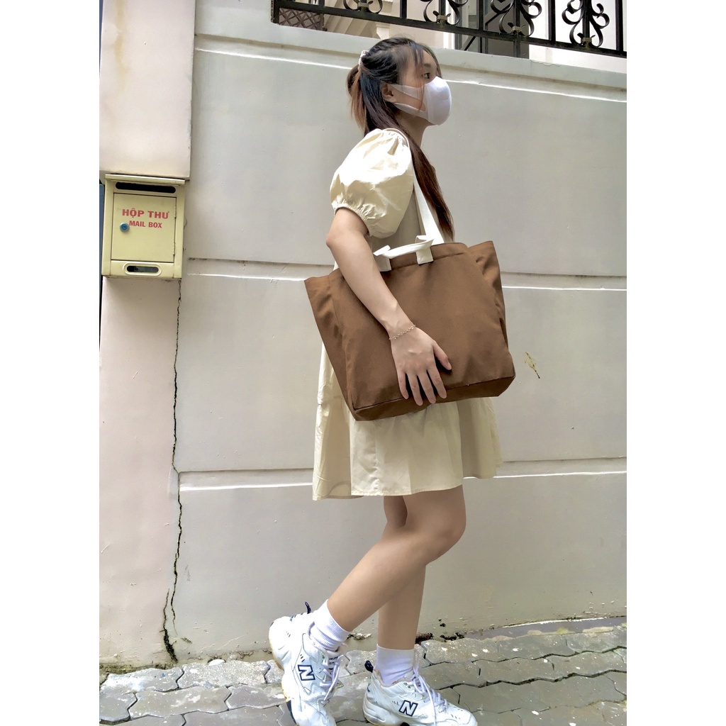 Túi tote Unisex vải canvas mộc Tadi house style vintage