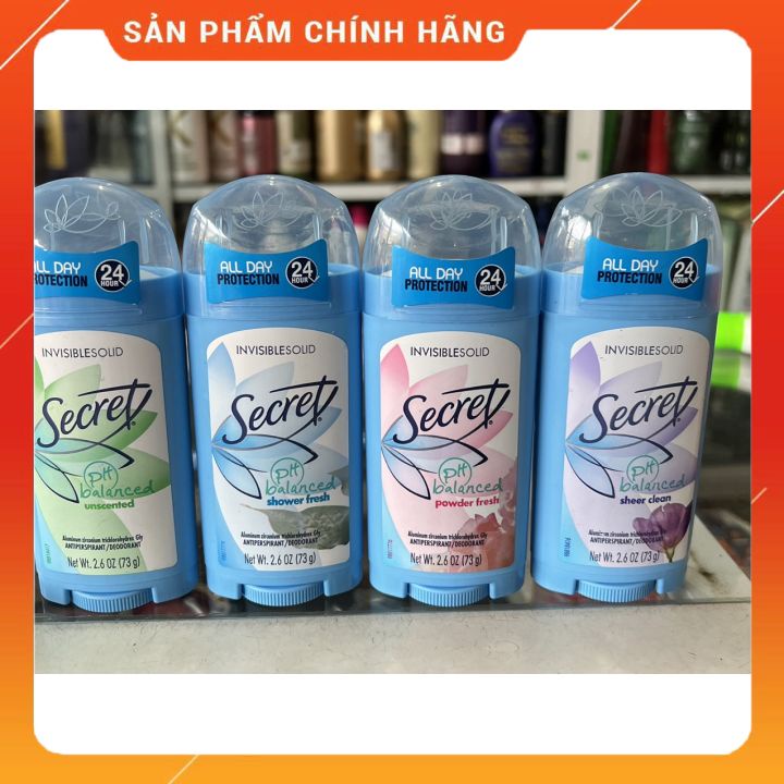 Lăn khử mùi secret Mỹ  dạng sáp 73g-đủ mù -khử mùi vùng dưới cáng tay -ngăn mồ hôi - gio-úp bạn tự tin cả ngày dàì năng