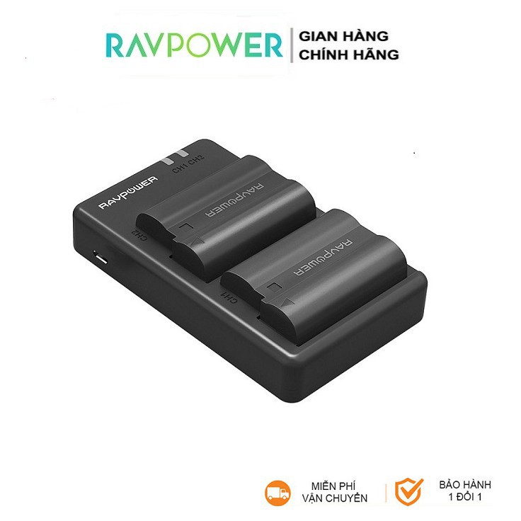 BỘ 2 PIN 1 SẠC MÁY ẢNH CHÍNH HÃNG RAVPOWER RP-PB057 CHO NIKON EN-EL15, EN-EL15A, EN-EL15C