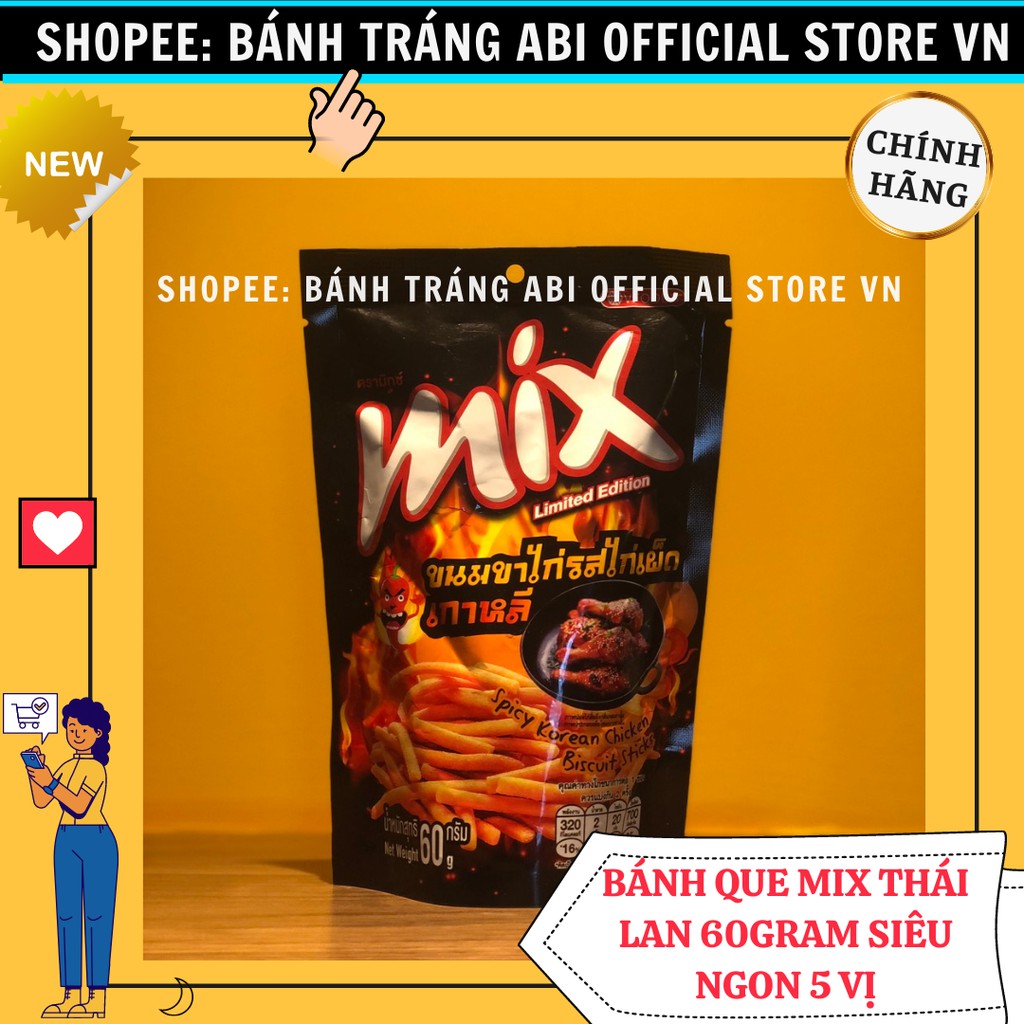 TĂM CAY MIX BÁNH SNACK QUE CỌNG NHẬP KHẨU THÁI LAN MIX 60G