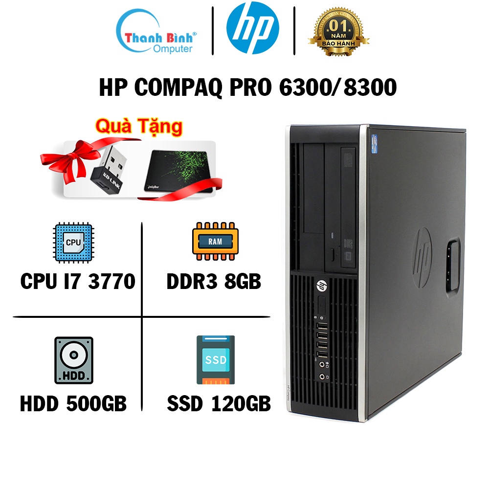 Máy Tính Đồng Bộ ThanhBinhPC HP PRO 6300/8300 ( I7 3770-8G-120G-500G ) - BẢO HÀNH 12 THÁNG 1 ĐỔI 1 - Case Máy Tính HP