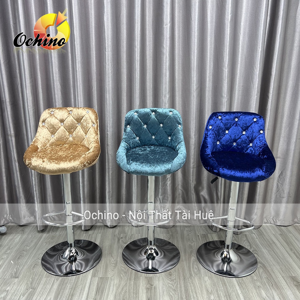 Ghế Bar, Ghế Trang Điểm Mẫu Nỉ Nhung Đính Đá (Nhìu Mẫu Chọn)