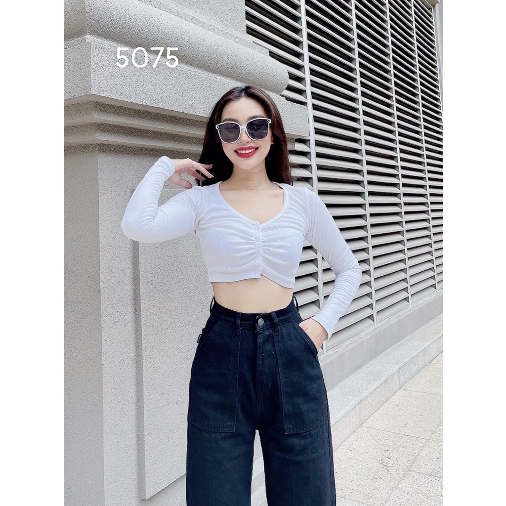 [ YÊU ĐỜI ] QUẦN JEANS ỐNG RỘNG NỮ LƯNG CAO 1 NÚT 2 TÚI HỘP TRƯỚC MÀU ĐEN MÀU XÁM NHẠT LAI CUỐN VẢI DÀY DẶN MỀM MỊN NITI