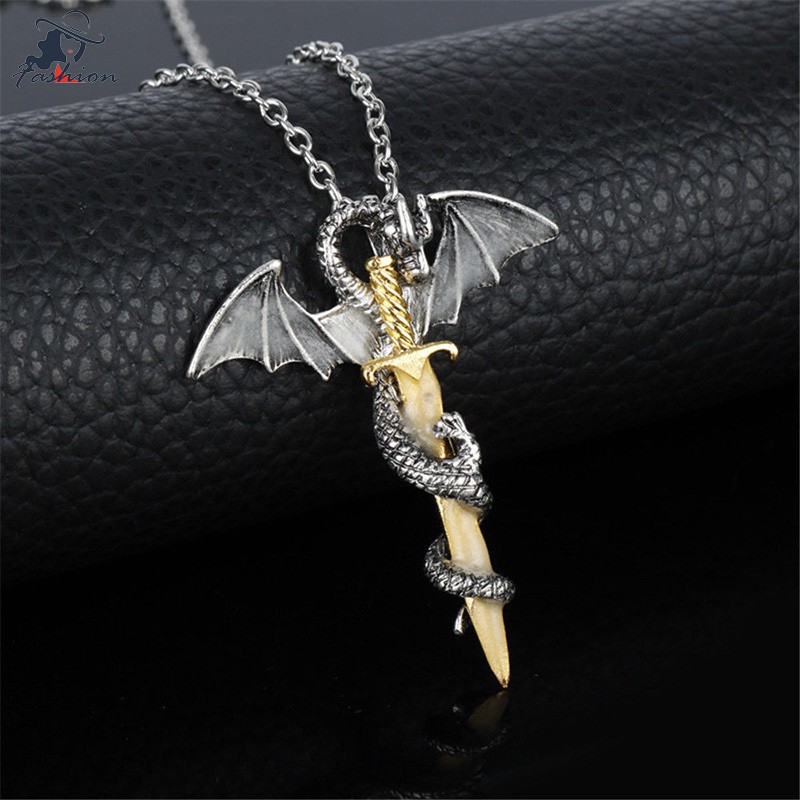 Men Luminous Jewelry Dragon Sword Pendant Necklace Glow In The Dark Necklace Gifts