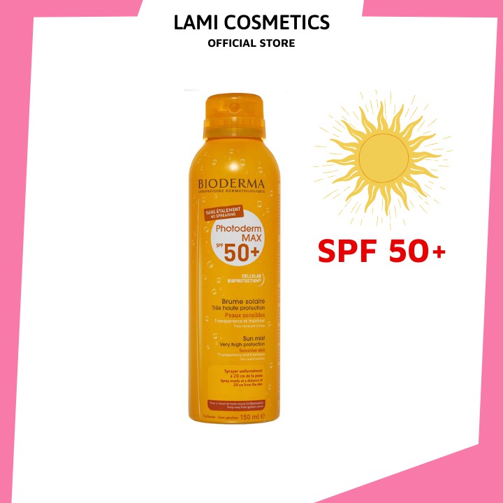 Xịt chống nắng toàn thân Bioderma Photoderm Max Spray SPF 50+ an toàn với da nhạy cảm Lami