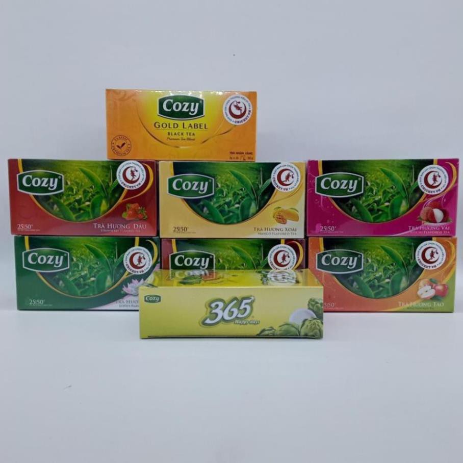 Trà Túi Lọc Cozy 50g (25 túi x 2g/gói) _ Đầy đủ các hương trái cây - Nguyên liệu pha chế trà sữa nhanh tiện lợi