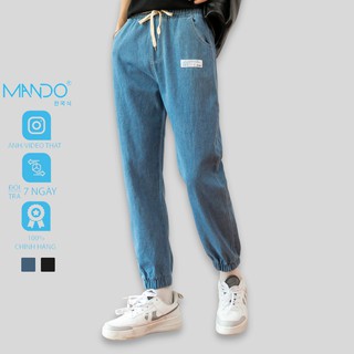 Quần Jean Jogger Nam MANDO Quần Bò Hàn Quốc Dáng Baggy Họa Tiết Hình Mặt Cười Phong Cách Năng Động Trẻ Trung - QJN042
