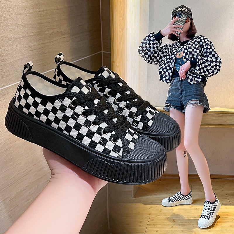 Giày thể thao vans caro💥 Giày thể thao nữ đi học sneaker, giay caro classic