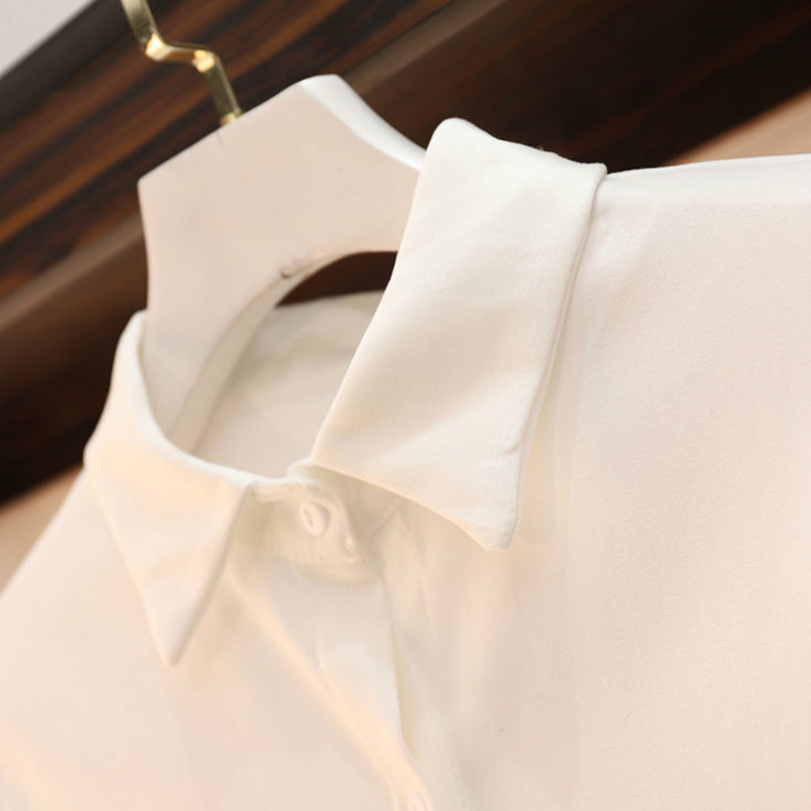 Set Áo Sơ Mi Trắng/Xanh Dương Tay Dài + Đầm Yếm Đen Hai Dây Dáng Chữ A Size Lớn M-4XL