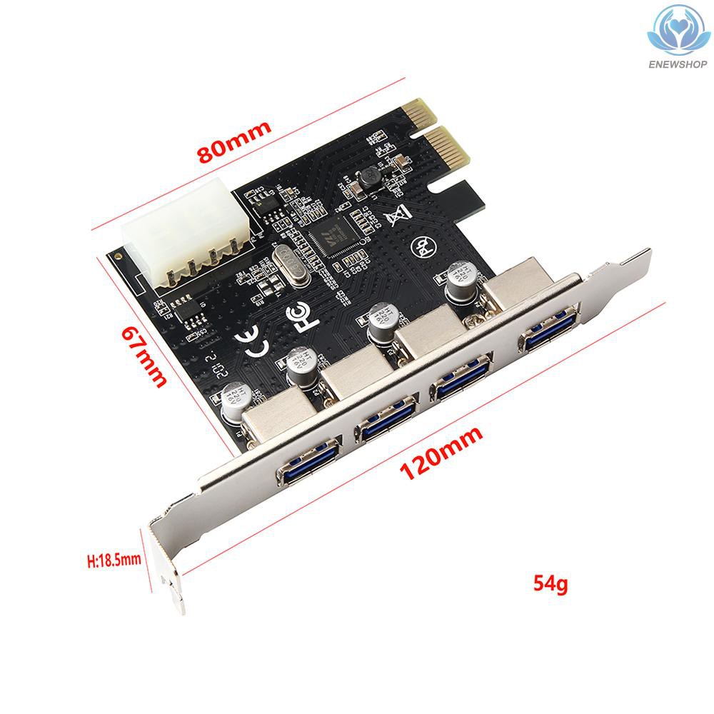 Card Chuyển Đổi Pci-e Sang 4 Cổng Usb 3.0 Sang Usb3.0 Với Giao Diện Lớn 4pin Cho Máy Tính