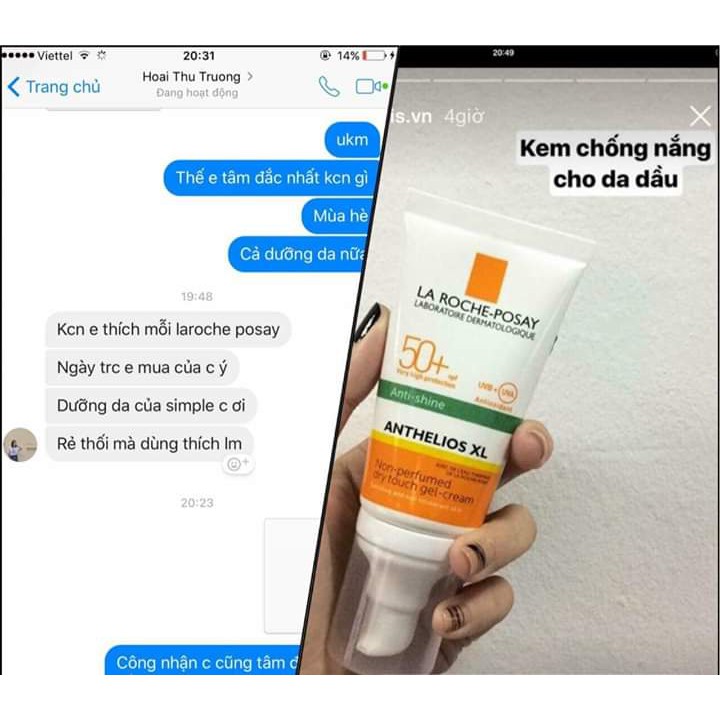 KEM CHỐNG NẮNG CHO DA DẦU - DẦU MỤN LAROCHE POSAY ANTHELIOS XL SPF 50+ ANTI SHINE DRY TOUCH Gel-Cream