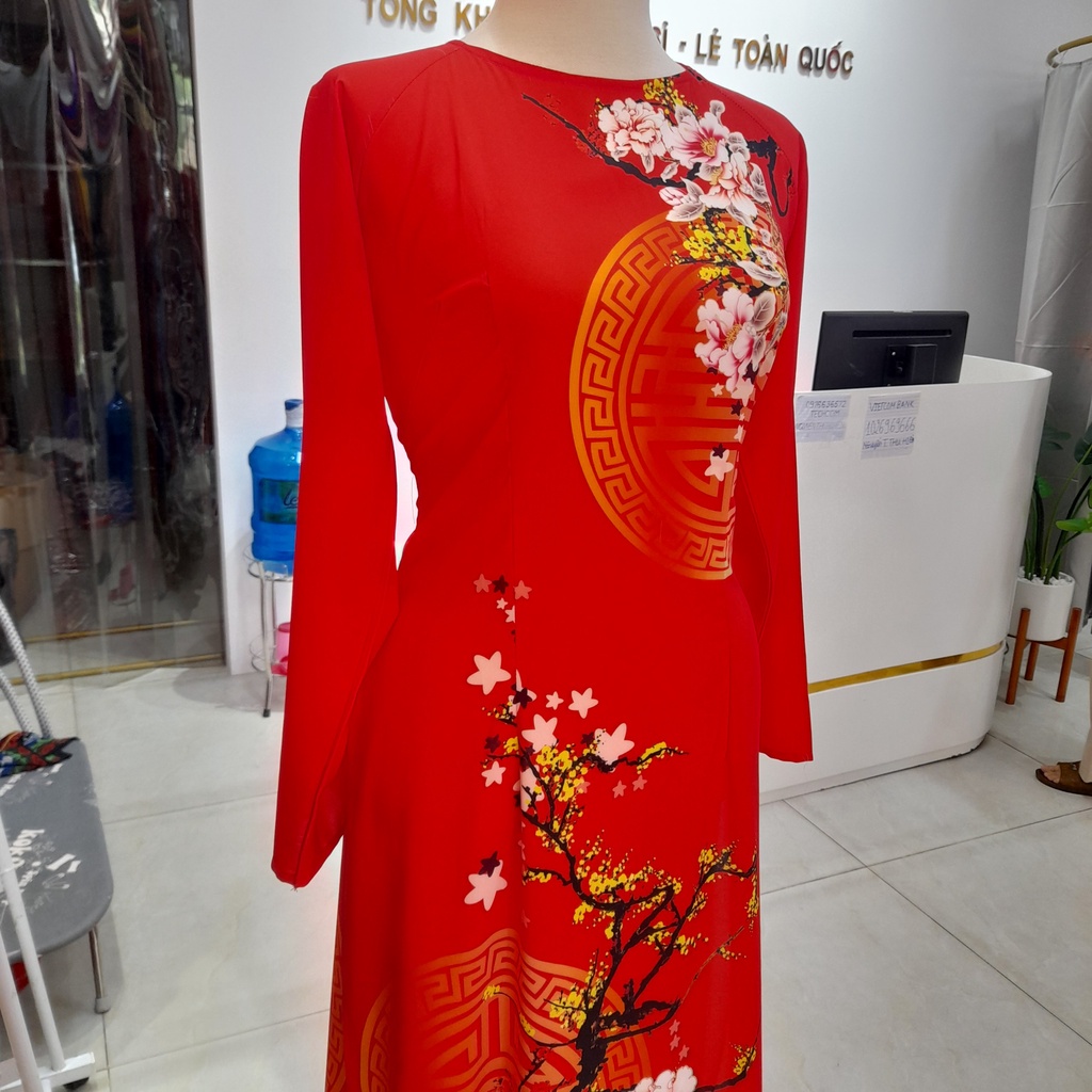 Áo Dài Đẹp 2022, Áo Dài Thiết Kế, In 3D- Mã H95