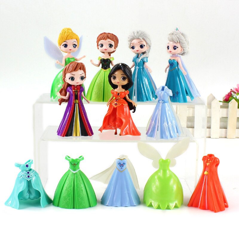 BÚP BÊ ELSA  KÈM VÁY THAY,ÁO CHOÀNG, CÁNH TIÊN, ĐỒ CHƠI BÚP BÊ SIZE TO - BỘ 6 BÚP BÊ DISNEY + 12 VÁY THAY ĐỔI