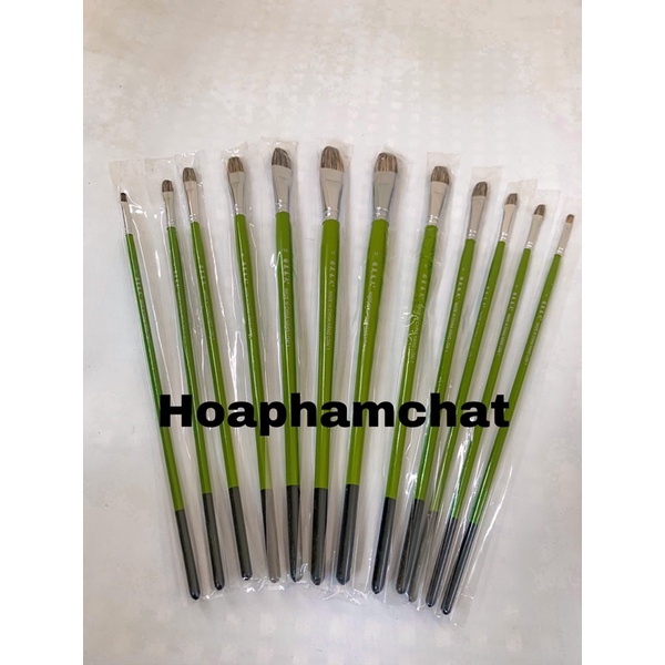 Bộ bút lông 12 cây cán xanh, vẽ màu crylic loại tốt