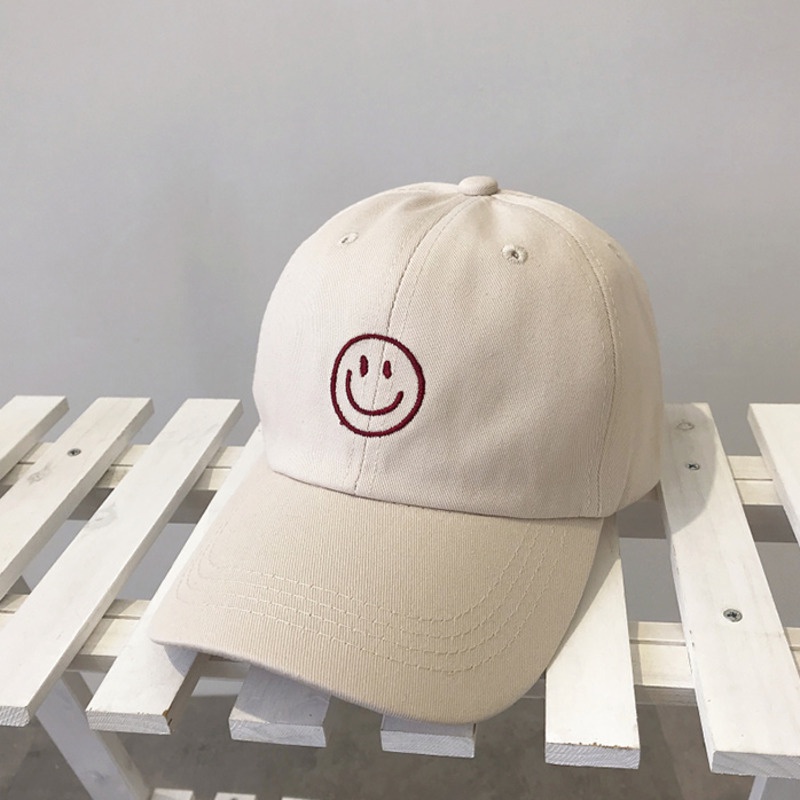 Nón Lưỡi Trai Thêu Hình Mặt Cười Phong Cách Hàn Quốc Cá Tính Cho Nữ