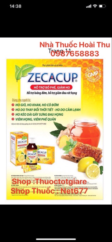 [ Kèm quà tặng ] Siro Ho Zecacup dạng túi - Giúp bổ phế , giảm ho, loãng đờm ( Hộp 15 túi )