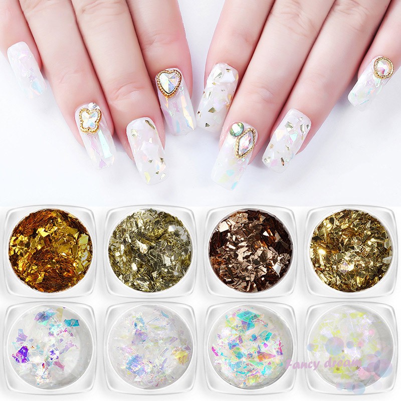 Set 6 hộp sequin lấp lánh dùng để trang trí móng chuyên dụng