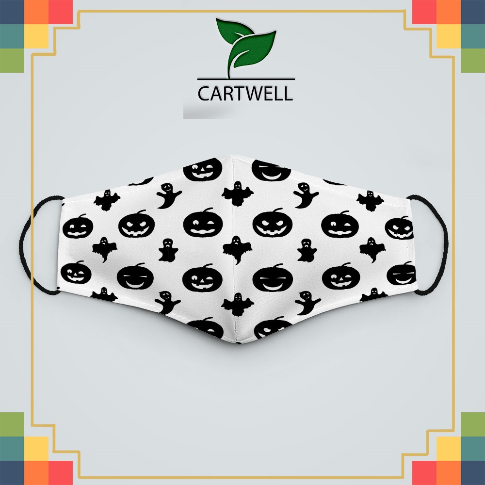 khẩu trang vải nano Halloween_1216 CARTWELL chất liệu poly cotton 100%,  chống bụi in họa tiết 3d thời trang