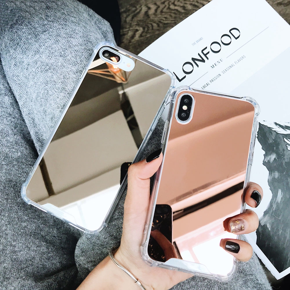 [Ready Stock]Luxury TPU Mirror Shock-Proof Phone Case iPhone 11 Pro X XS Max XR 6 6S 7 Plus 8 8P Airbag Casing Anti Shock Crash Mirror Case Back Case