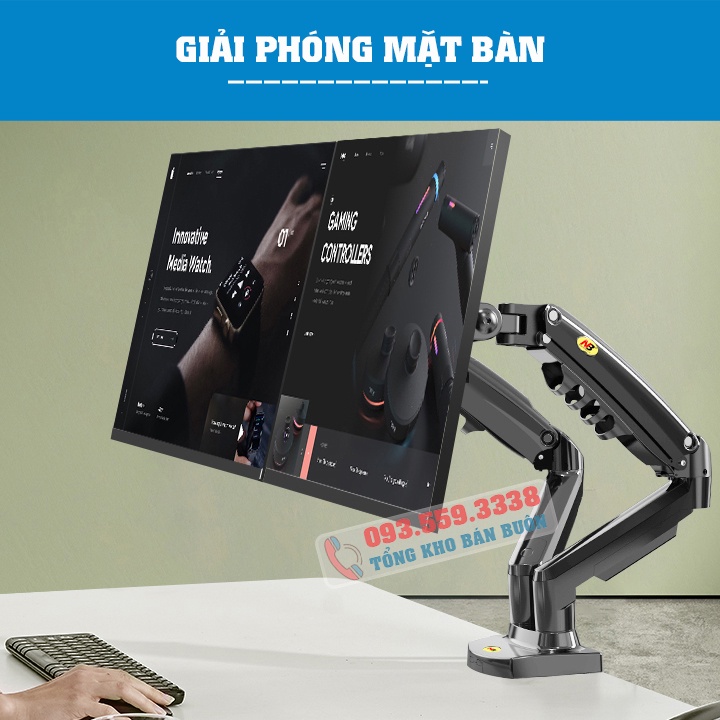 Giá treo / giá đỡ hai màn hình North Bayou NB F160 17– 27 inch - Kẹp Thành Bàn Xoay 360 Độ [ Rẻ Hơn NB H180 ]
