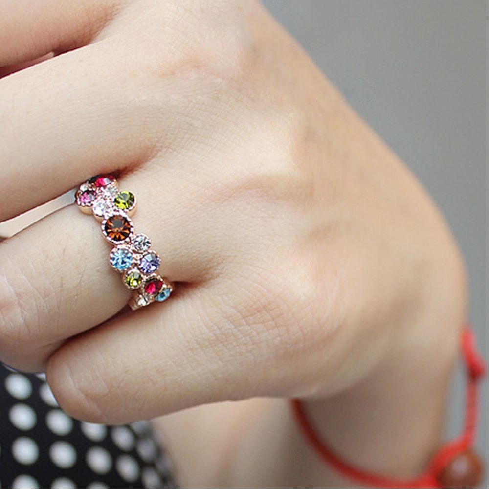 PATRICIA Chic Flower Vogue Love Finger Ring Gift New Cute Fashion Style Ring Round Hot Sale Multicolor