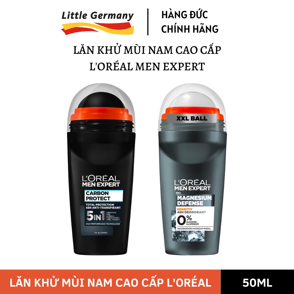 Lăn khử mùi nam cao cấp Loreal Men Expert, Ngăn mồ hôi, Không cặn Trắng, Cho da nhạy cảm - Hàng nội địa Đức