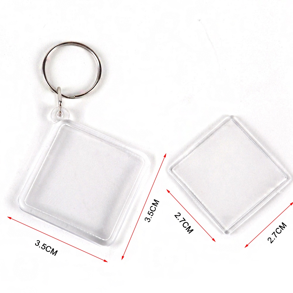 Móc Khóa Hình Vuông Bằng Acrylic Trong Suốt Dùng Làm Khung Ảnh