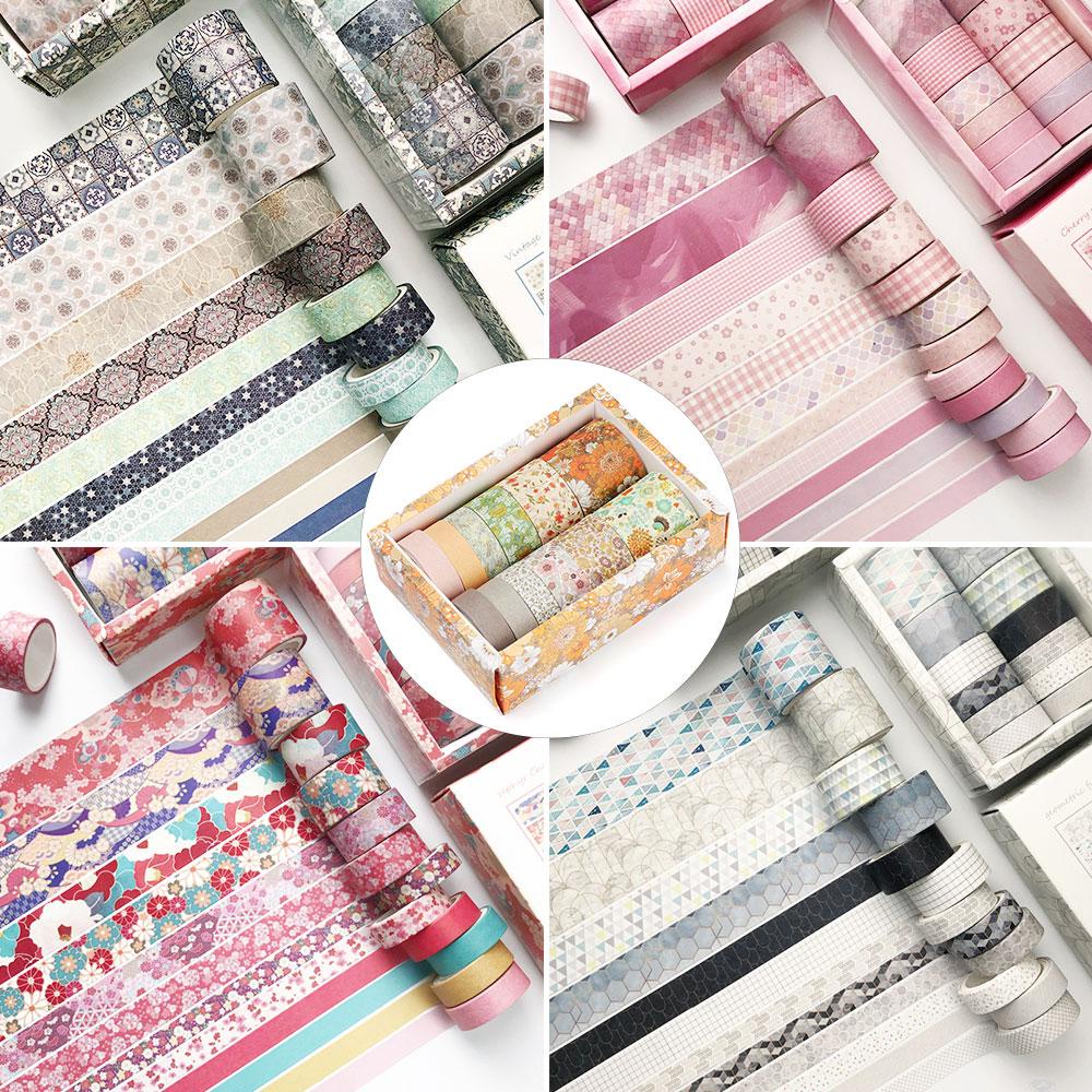 1 Cuộn Băng Keo Washi In Họa Tiết Hoa Nhiều Màu Sắc Trang Trí Sổ Tay / Nhật Ký