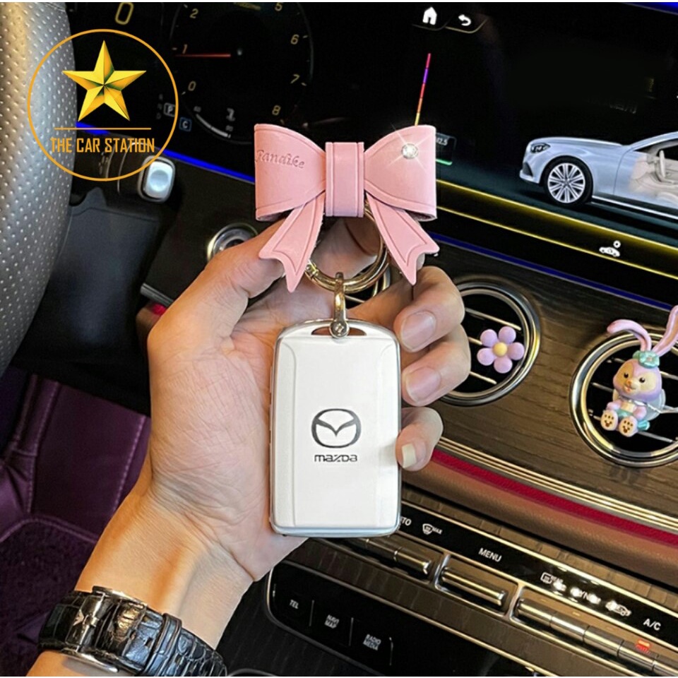 - Ốp đính đá bọc chìa khóa xe hơi ô tô Mazda 2 3 6 - Mazda CX 3 - CX 5 - CX 8 - CX 30 -  Bao da chìa khóa-Mẫu 93