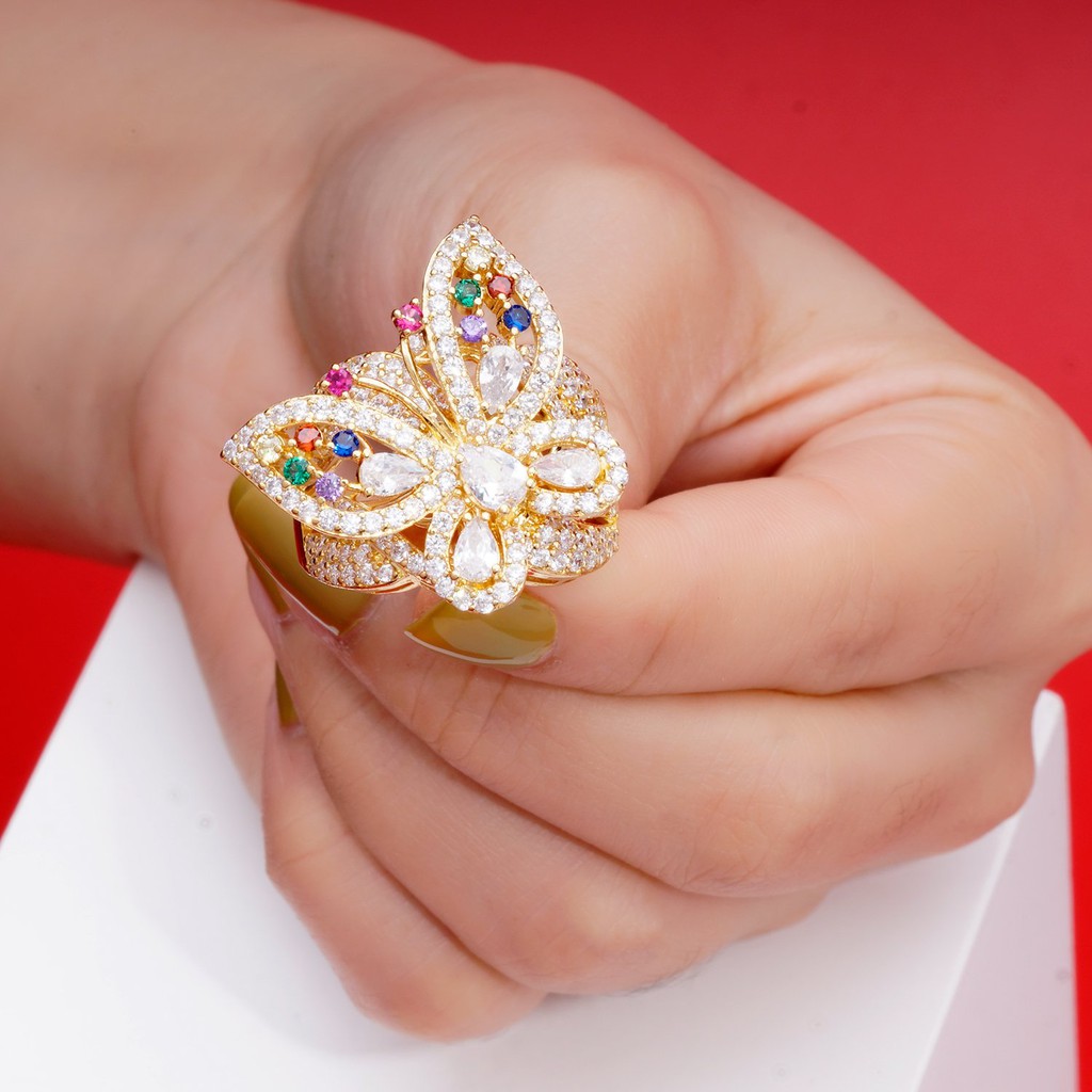 Nhẫn nữ UHA mạ vàng 18K đính đá CZ N560171A-200
