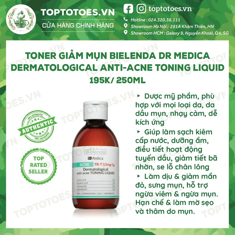 [CHÍNH HÃNG] Toner Bielenda Dr Medica (250ml)_Làm mờ mụn xấu_Da sáng căng mọng