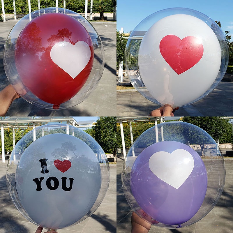 Set 10 Bong Bóng Trong Suốt Bằng latex Hình Trái Tim Trang Trí Tiệc Cưới/Sinh Nhật