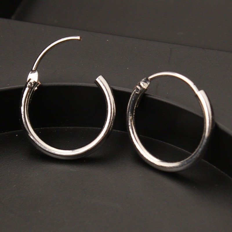 Hoa Tai Kim Loại Tròn Đơn Giản 12mm Cho Nam Và Nữ