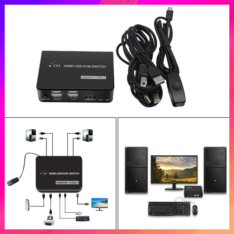 [Predolo2] 4k KVM Switch 2 Cổng PC Sharing 1 Bộ Bàn Phím Và Chuột Máy In