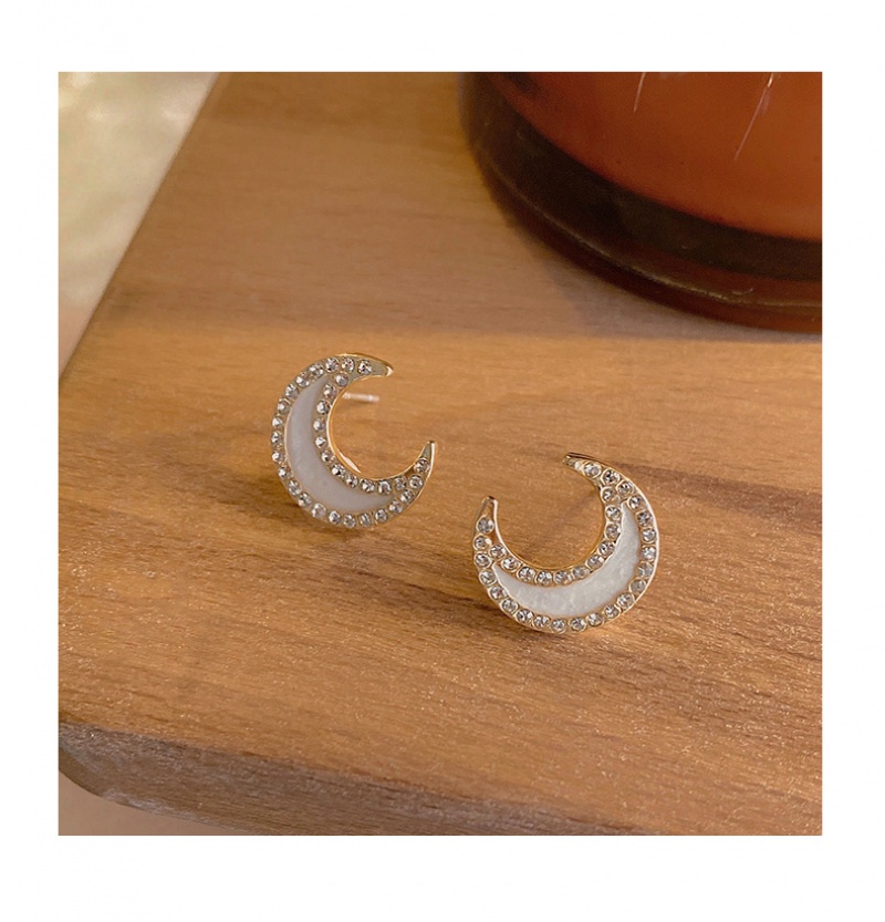 Khuyên tai thiết kế hình mặt trăng phong cách Hàn Quốc thời trang