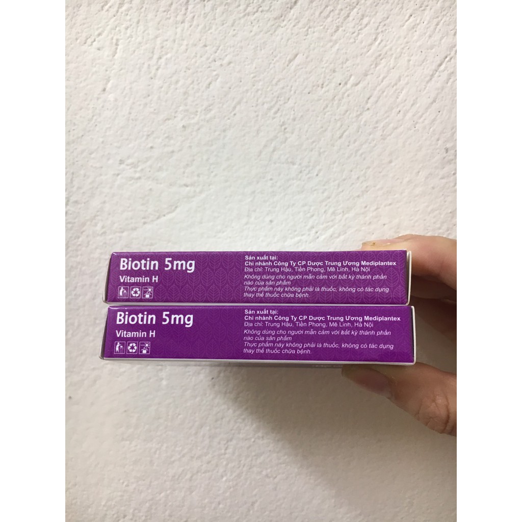 Viên BIOTIN 5mg  hộp 20 viên giúp giảm rụng tóc,đẹp da