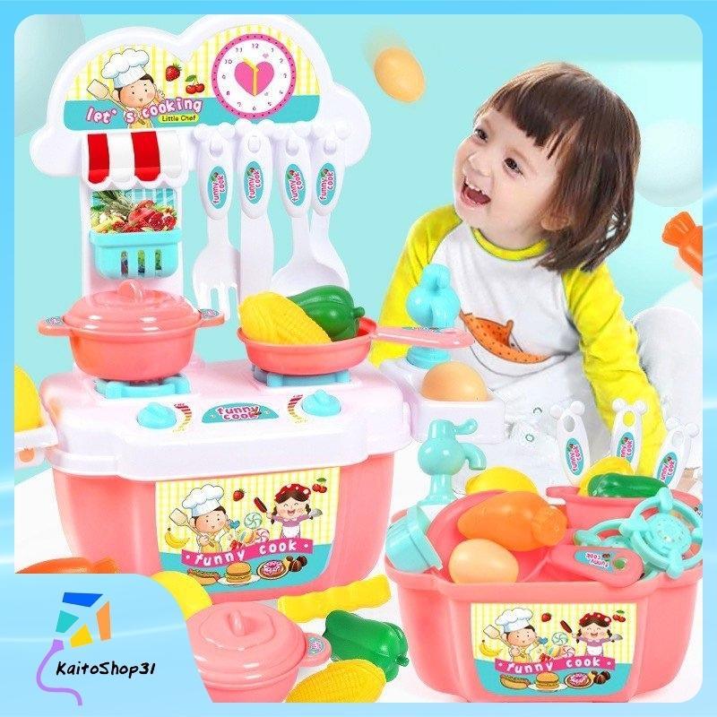 Bộ đồ chơi nấu ăn Bộ nấu ăn cho bé 22 món kèm bàn bếp và tủ bếp bằng nhựa nguyên sinh ABS