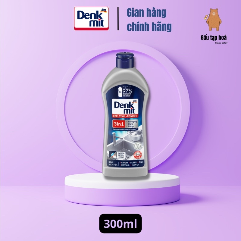 Tẩy cặn canxi, đánh bóng đồ inox Denkmit Đức 300ml