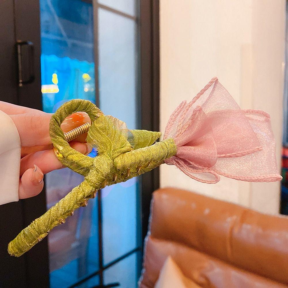 Kẹp Tóc Hình Hoa Tulip / Cá Mập Bằng Vải Ren Dày Dặn Phong Cách Hàn Quốc Thời Trang Cho Nữ 2life