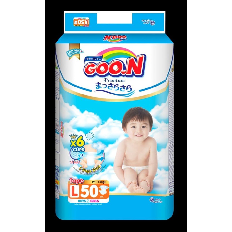 Tã quần/dán Goo.N Premium NB70/S64/M60/L50/XL46/M56/L46/XL42/XXL36/XXXL26