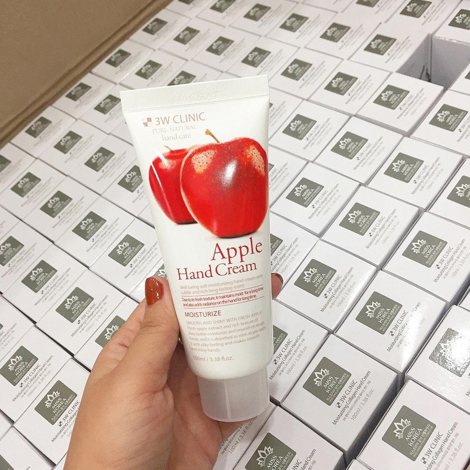 Kem dưỡng da tay 3W Clinic Apple Hand Cream 100ml Hàn Quốc - QM Beauty